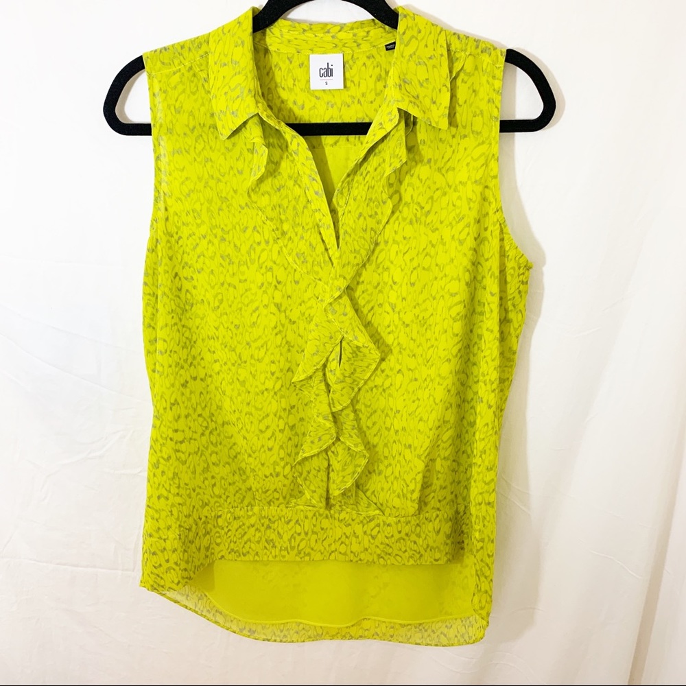 CAbi #3071 Reign Chartreuse Lime Sleeveless Small